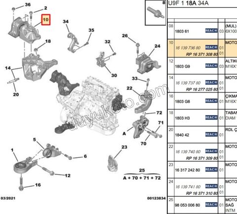 TAKOZ MOTOR UST R BXR3 DW10FUC DW10FUE DW12R