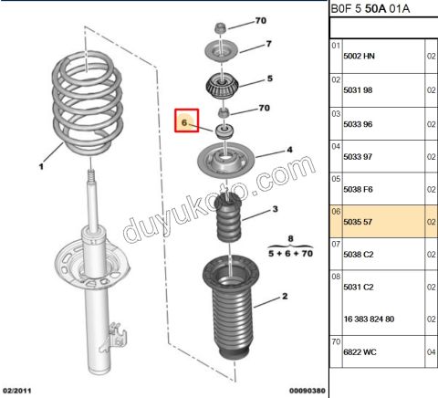 Ön Sağ Amortisör Rulmanı UFAK LASTIKLI P107