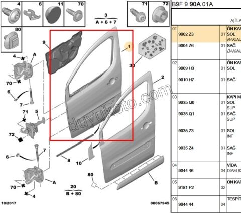 Sol Ön Kapı Komple PRT3
