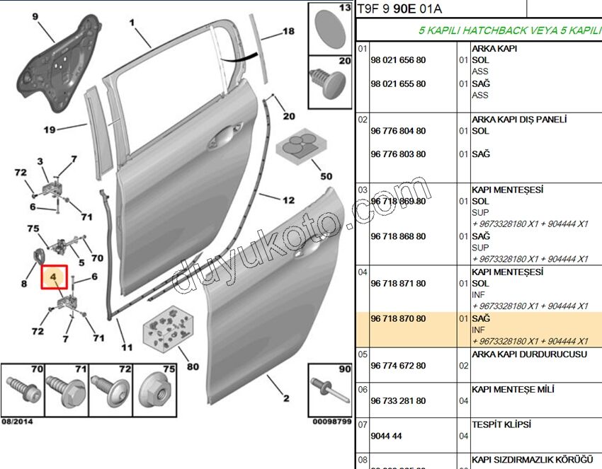 MENTESE ARKA KAPI ALT R P2081 P3082 P20081 P5082 C33
