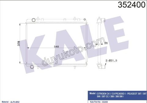 Motor Su Radyatörü P307 1.6HDİ Euro4