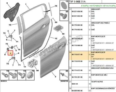 MENTESE ARKA KAPI ALT L P2081 P3082 P20081 P5082 C33