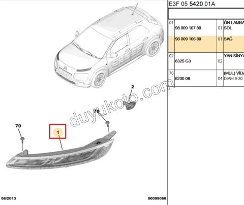 Citroen C4 Cactüs Gündüz Farı Led SAG 2014/2017