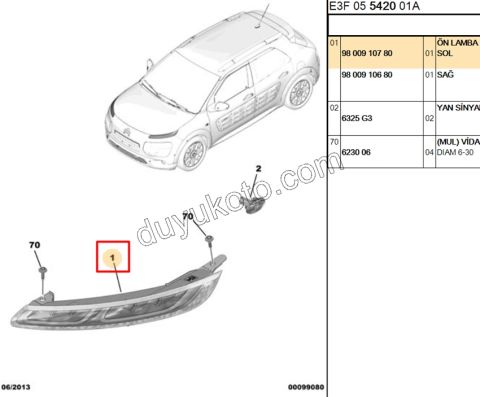 Citroen C4 Cactüs Gündüz Farı Led SOL 2014/2017