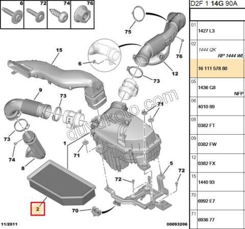 Peugeot 407 Citroen C5 Hava Filtresi DT17TED4