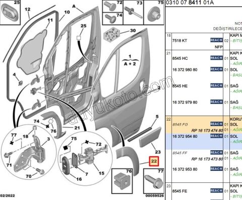 Ön Çamurluk Sol Çıta BXR3