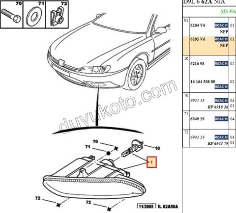 PEUGEOT 406 SİS FARI R 406 COUPE