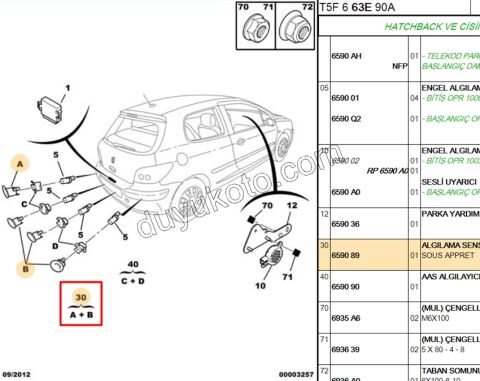 Park Sensörü Çercevesi DIS Takım P307 Astarlı