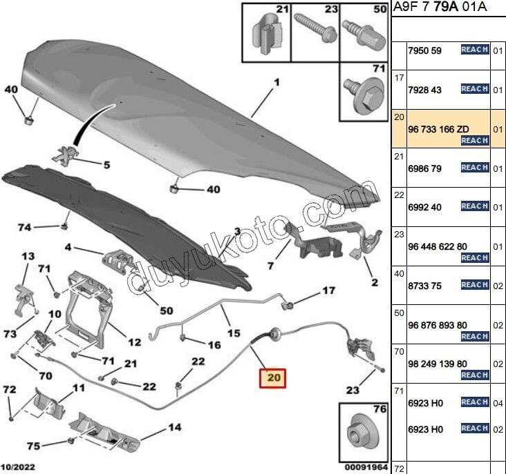 Kaput Açma Kolu ve Teli P208