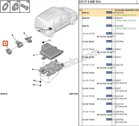 Park Sensörü Çercevesi Orta X 2AD PBP FRN