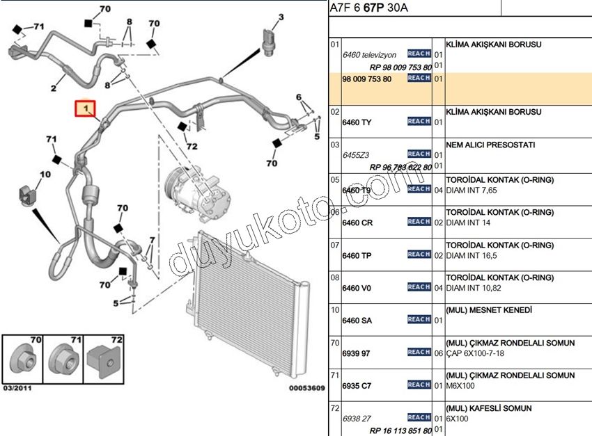 Klima Borusu İkili TK P207 1.4L 90HP