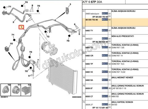 Klima Borusu İkili TK P207 1.4L 90HP