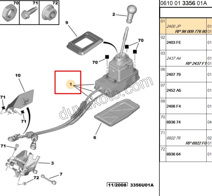VITES HALATI TK + UST KUMANDA P407 C53 1.6HDİ Euro4