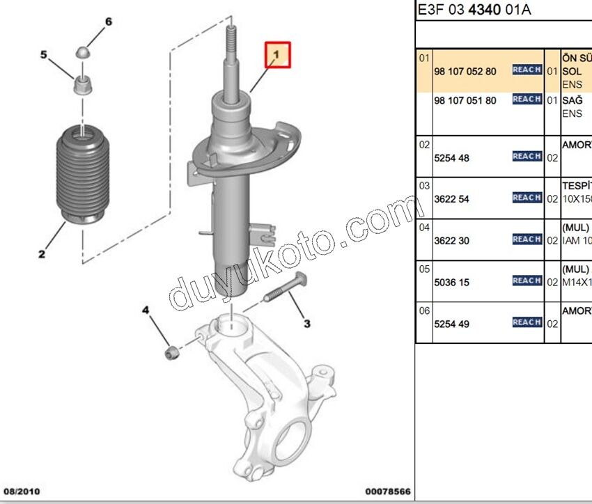 Ön Sol Amortisör CCT DV6D