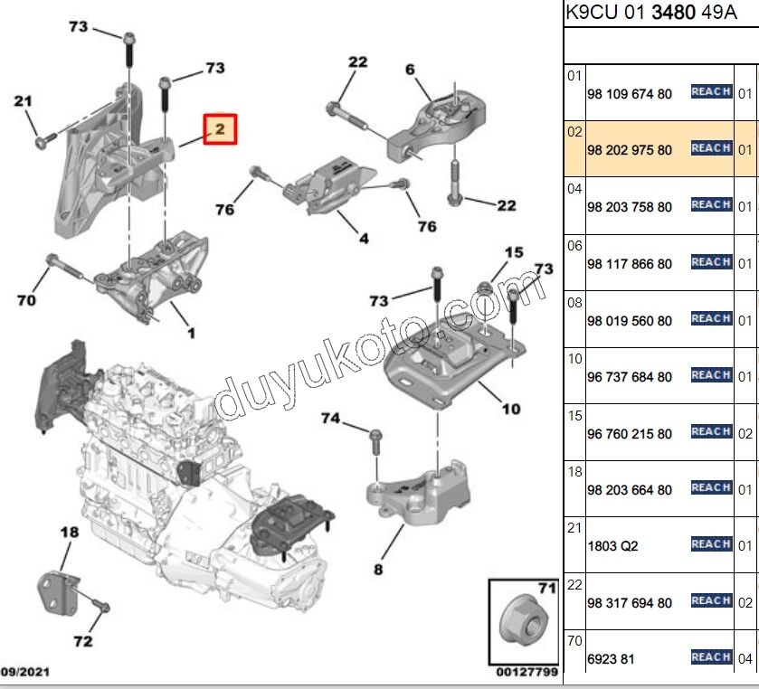 TAKOZ MOTOR UST R 1.5HDİ Euro6 PRT4 P5082