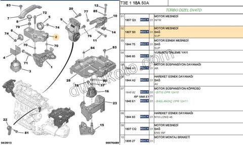 TAKOZ MOTOR UST ALUMINYUM DV4 P206