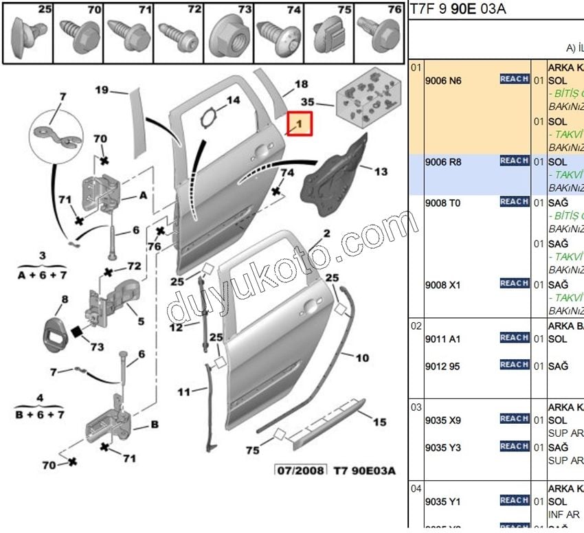 Sol Arka Kapı Komple P3081 SW