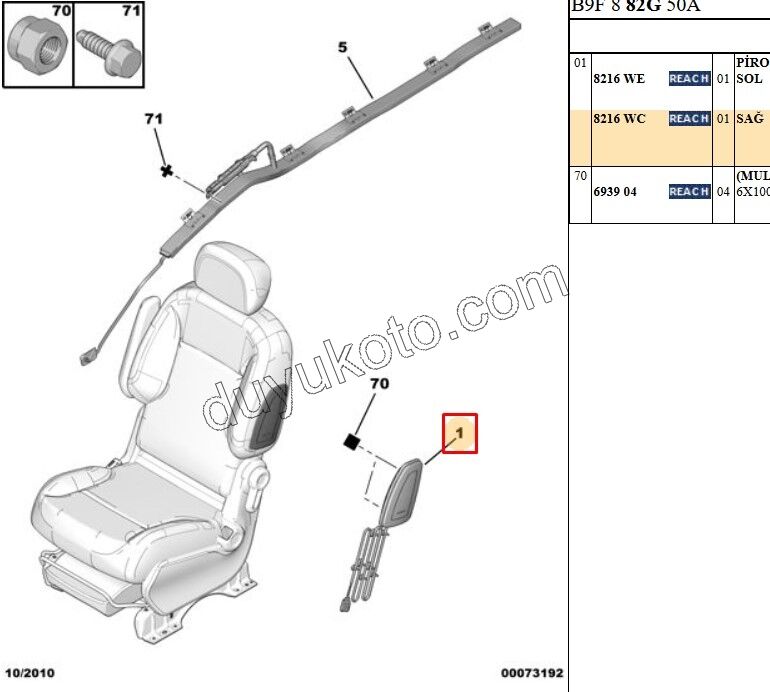 Yolcu (Sağ) Koltuk Hava Yastığı (AIRBAG)  PRT3