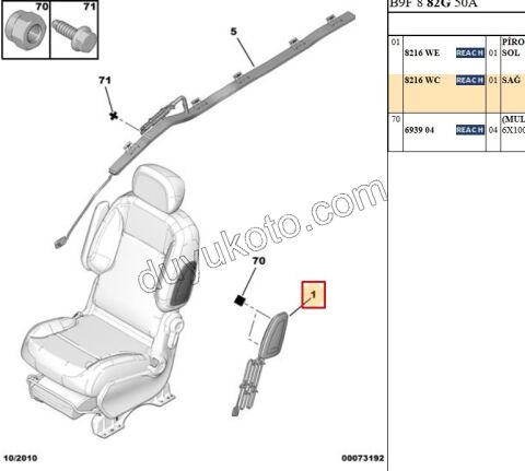Yolcu (Sağ) Koltuk Hava Yastığı (AIRBAG)  PRT3