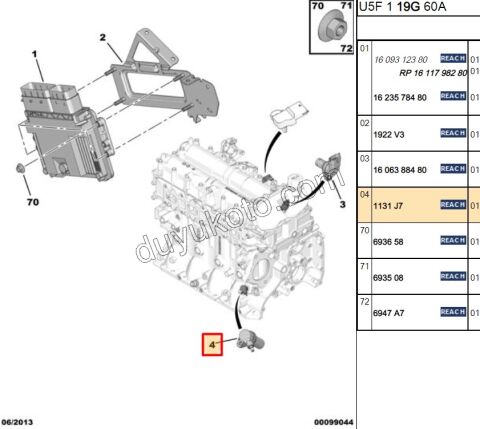 SENSOR VOLAN KRANK KABLO- BXR2 BXR3