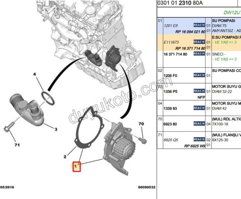 Devirdaim Su Pompası DW12 2.0HDİ 16V 136HP