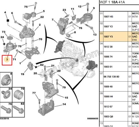 TAKOZ MOTOR UST R 1.6HDİ Euro4 P407 EXP3 ARMUT AYAKLI 9647646680