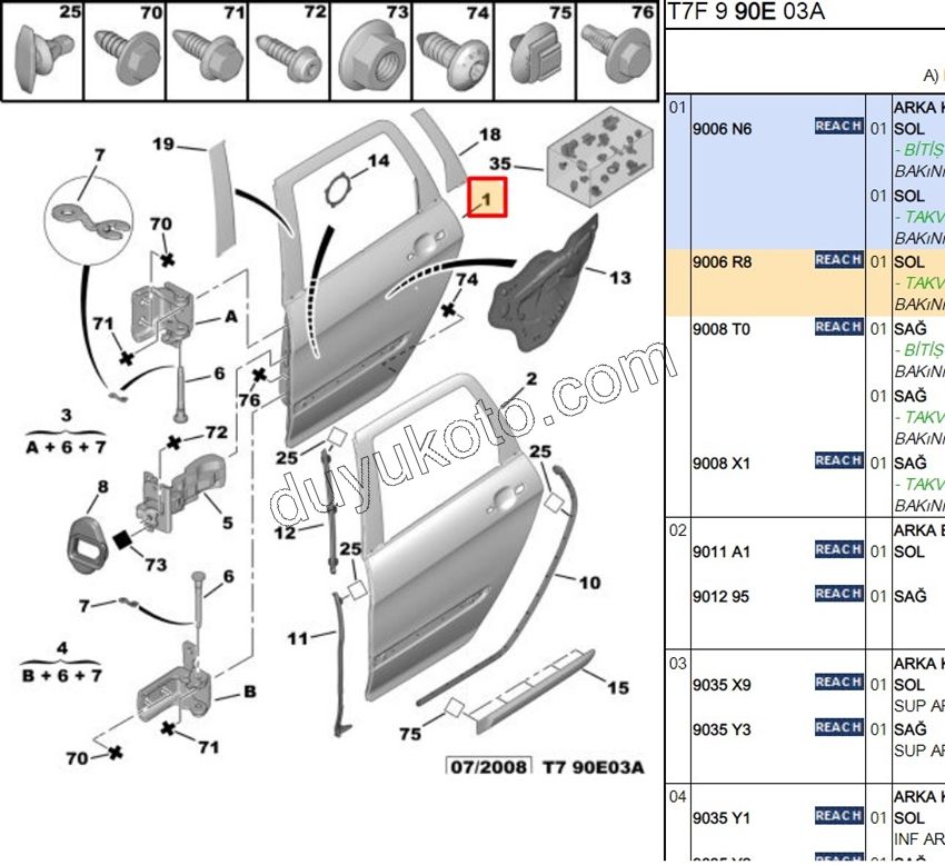 Sol Arka Kapı Komple P3081 SW
