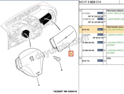 Yolcu (Sağ) Hava Yastığı (AIRBAG) PBP FRN NM