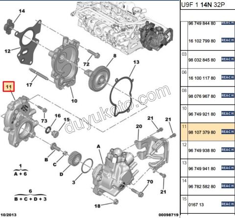 Mazot Pompa Karter Ön Kapak BXR3Q DW10FU DW12R