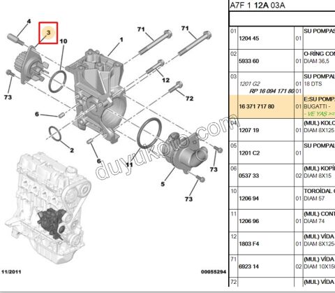 Devirdaim Su Pompası ET3J4 1.4 16V 18DIS