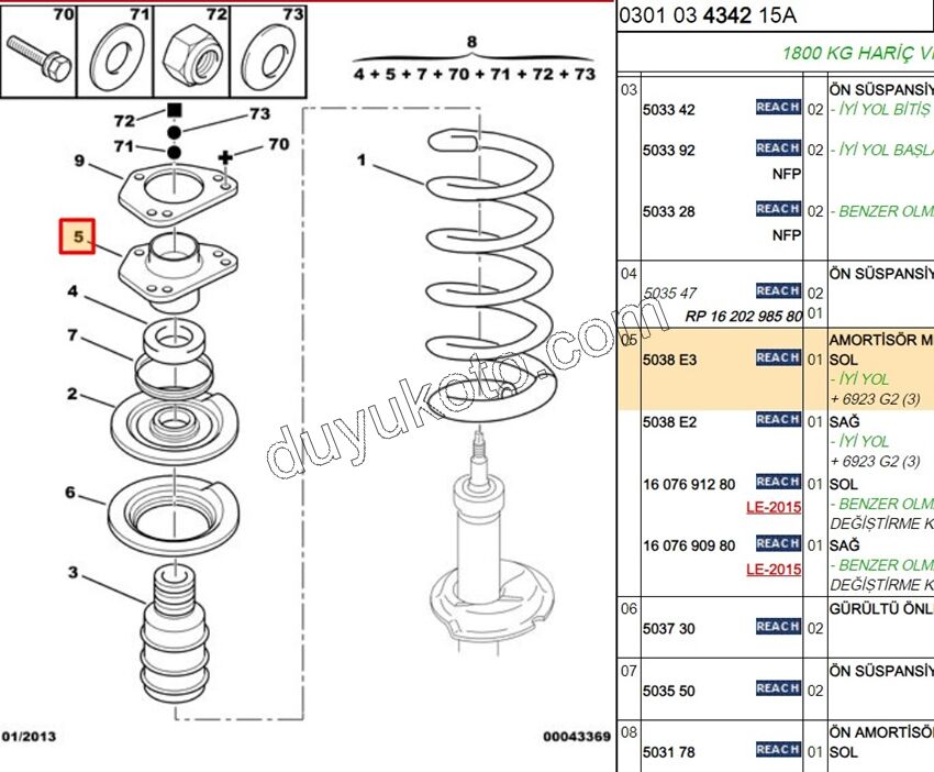 Ön Amortisör Sol Üst Takozu BXR2 BXR3