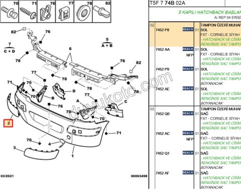 Arka Tampon Kapağı Sol P3071 P3072