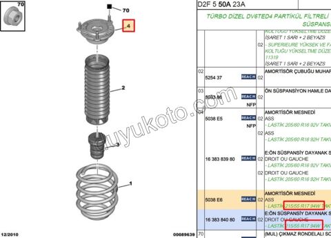 Ön Amortisör üst Takozu   (17'ınc Jant)   P407 P5081 C53
