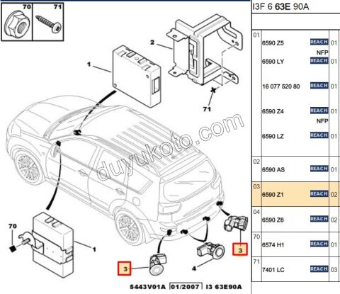 SENSOR PARK ARKA YAN R/L GRI RENK P40071 P40081