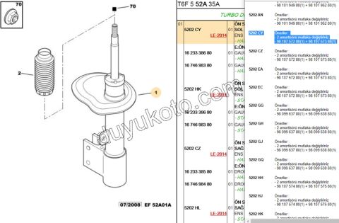Ön Sol Amortisör P307 C41