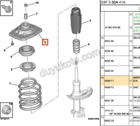 Ön Amortisör Sol Üst Takozu EXP1 EXP3 KIT