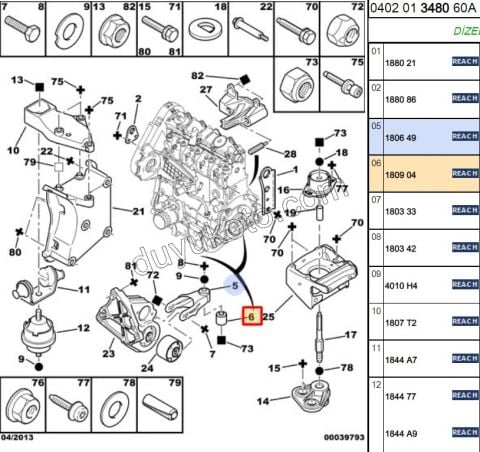 BURC MOTOR ALT CATAL TAKOZ PRT2 P106 P306 P406 AX BX TAKOZ