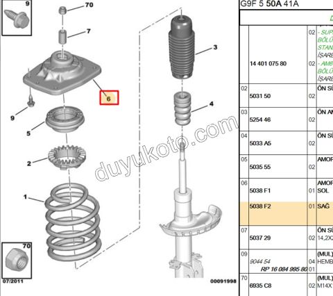 Ön Amortisör Sağ Üst Takozu EXP1 EXP3 KIT