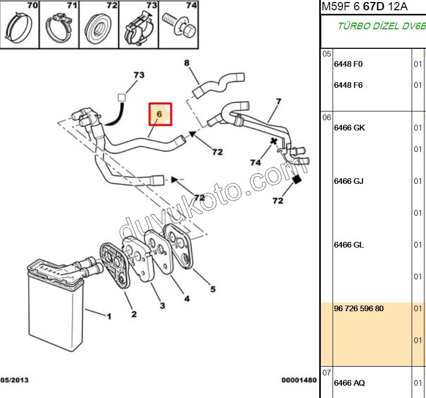 Kalorifer Hortumu PRT2 1.6HDİ Euro4 05/11