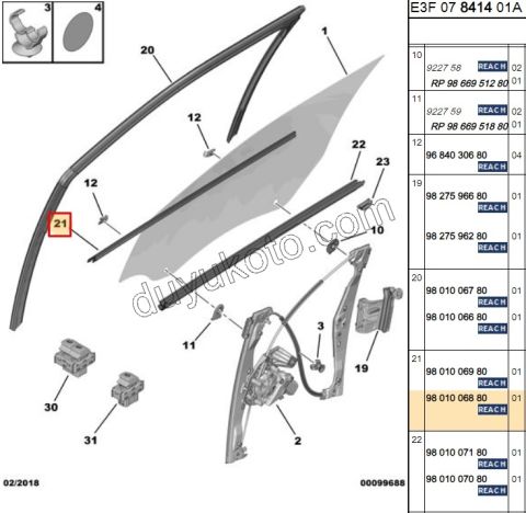Ön Kapı Camı Sağ Dış Sıyırıcı Fitil C4 CCT