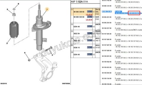 Ön Sağ Amortisör P2081 2 TUTUCU VAR