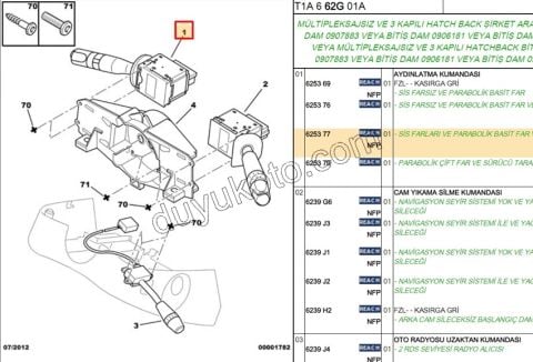 Far Sinyal Kumanda Kolu Kornasız Sisli P206