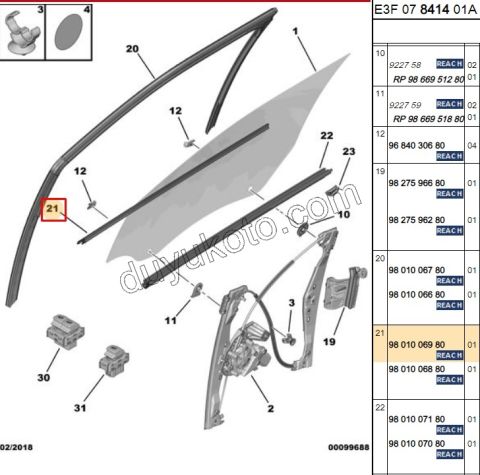 Ön Kapı Camı Sol Dış Sıyırıcı Fitil C4 CCT