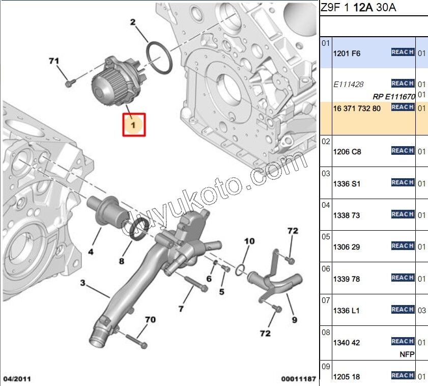Devirdaim Su Pompası P607 3.0 V6 Benzinli