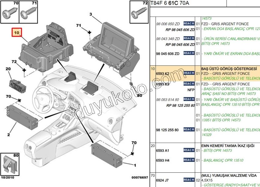 EKRAN HEAD UP RENKLI DIJITAL YOL BILGI P30081 P50081