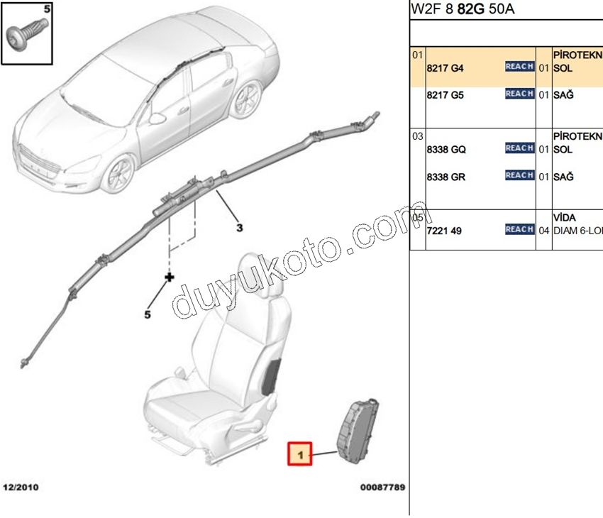Sürücü (Sol) Koltuk Hava Yastığı (AIRBAG) P5081