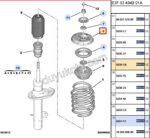Ön Amortisör Üst Takozu   P301 P2081 C3 C3AIR KIT