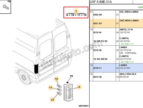 Peugeot Boxer Citroen Jumper Fiat Ducato Stop Lambası Sağ 2004/2006