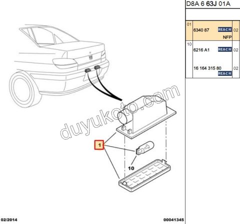 LAMBA PLAKA P106 P306 (P406 D8) P806