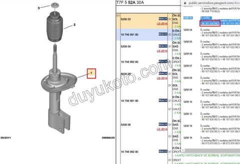 Ön Sol Amortisör P3081 PRT3